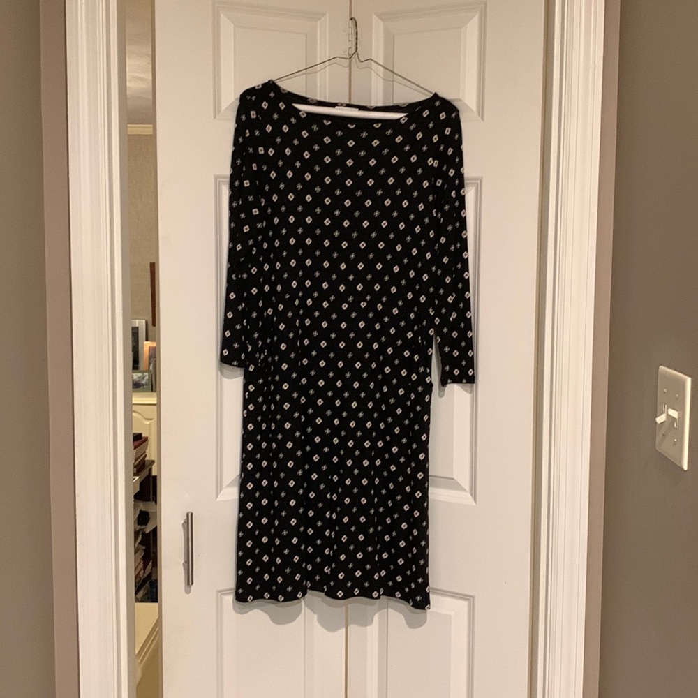 J jill black patterned dress, size Small petite